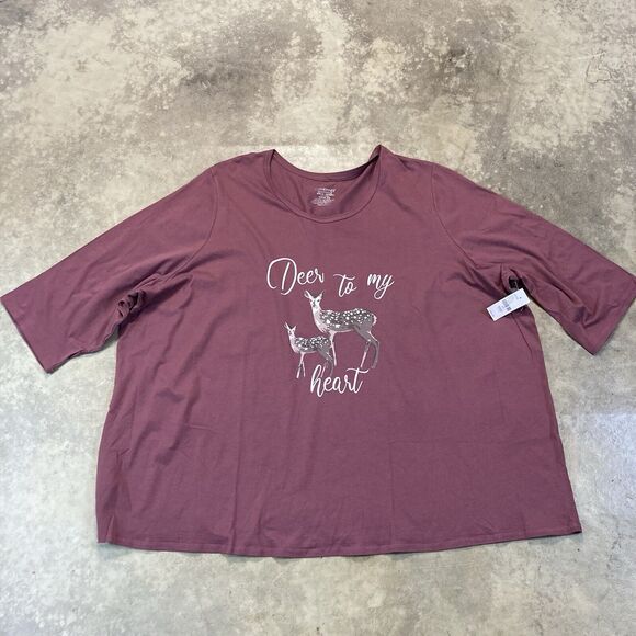 Catherines Sleepwear Shirt Womens Plus 4X Cotton Deer to my Heart - Picture 1 of 7